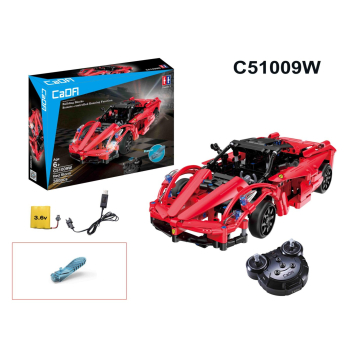 Zestaw 380 Klocków konstrukcyjnych CaDA Auto sportowe Czerwone dla dzieci 6+ Pilot zdalnej kontroli 2,4 GHz